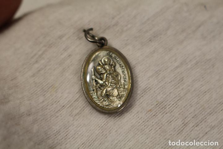 Antig&uuml;edades: st. christopher - medalla plateada y acristalada - Foto 1