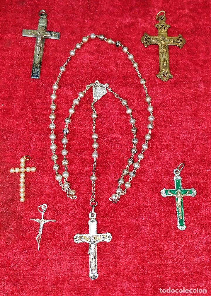 Rosario De Plata Y Cruces En Metal Cincelado E Comprar Rosarios