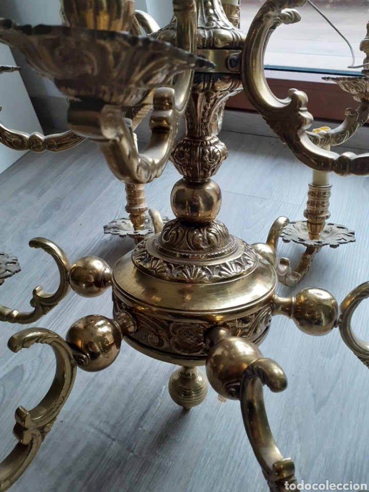 Antig&uuml;edades: L&Aacute;MPARA DE BRONCE DE 12 BRAZOS. - Foto 4