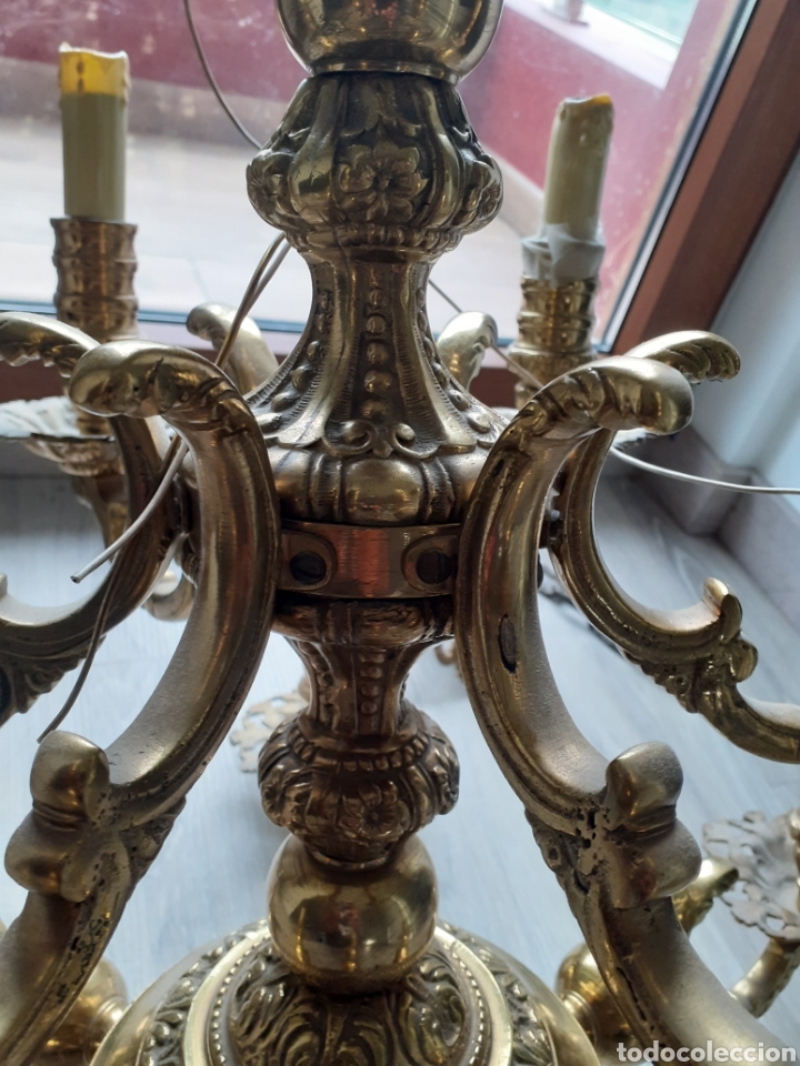 Antig&uuml;edades: L&Aacute;MPARA DE BRONCE DE 12 BRAZOS. - Foto 7