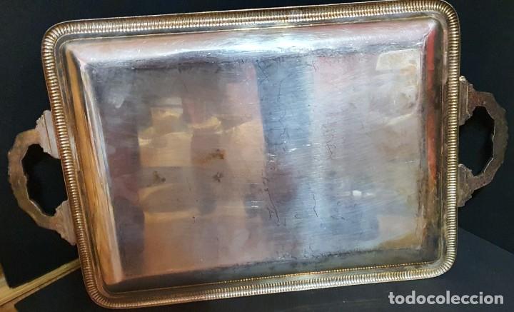 Antig&uuml;edades: Bandeja rectangular con asas plateada - Foto 3