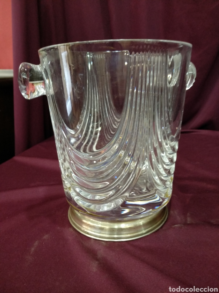 Antig&uuml;edades: Cubitera de cristal tallado y base de plata - Foto 3