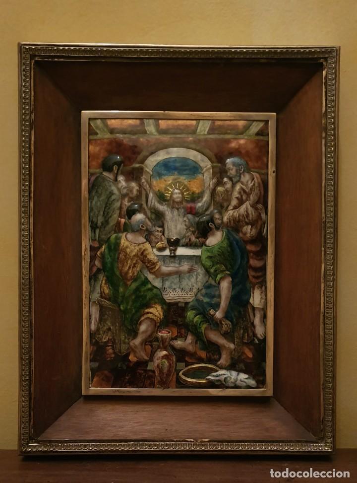 Antiques: ESMALTE - SANTA CENA - DOMENECH Y SOLER CABOT - CAOBA Y PLATA.