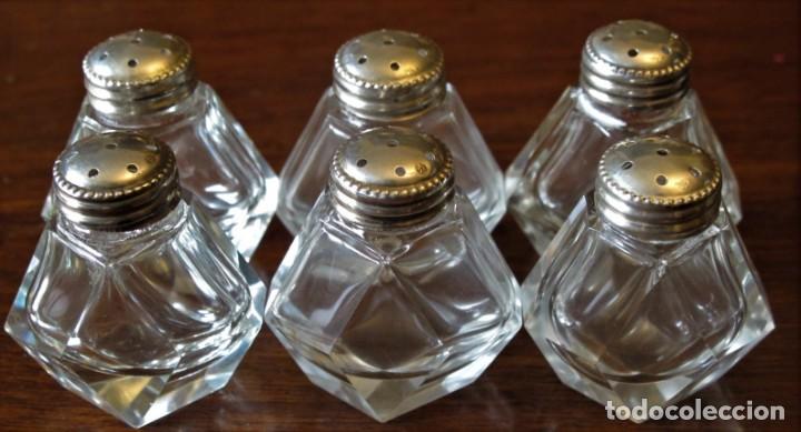 Oggetti Antichi: SALEROS DE CRISTAL TALLADO Y PLATA. 6 .