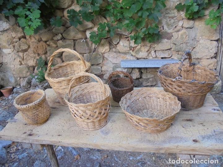 Antig&uuml;edades: LOTE 6 CESTAS DE MIMBRE - CESTOS DE ENEA - Foto 1