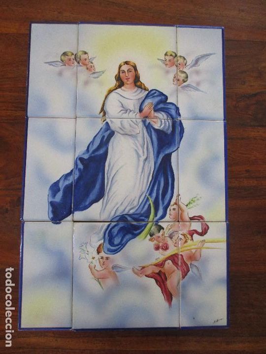 Antig&uuml;edades: Retablo ceramico azulejos (Inmaculada) - Foto 1