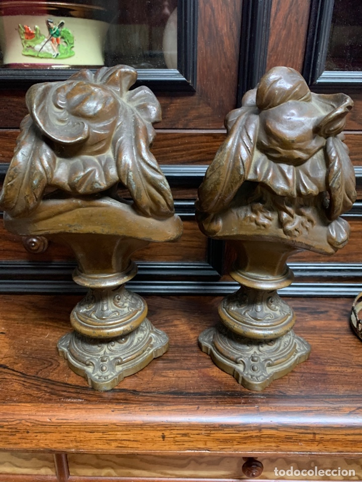 Antig&uuml;edades: antigua pareja de bustos en broce - Foto 2