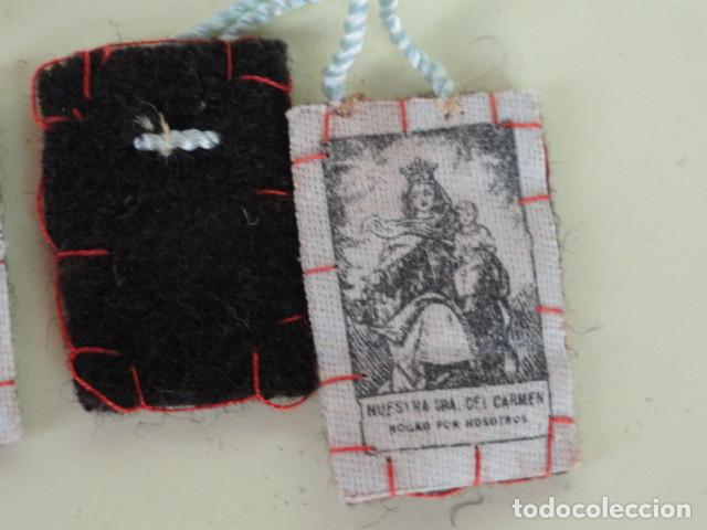 Antig&uuml;edades: LOTE DE 2 ESCAPULARIOS CASEROS VIRGEN DEL CARMEN. - Foto 2