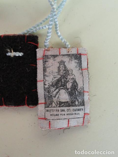 Antig&uuml;edades: LOTE DE 2 ESCAPULARIOS CASEROS VIRGEN DEL CARMEN. - Foto 3