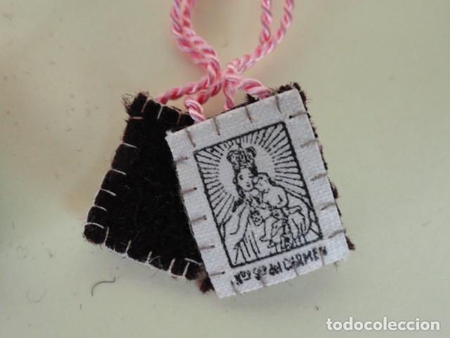 Antig&uuml;edades: LOTE DE 4 ESCAPULARIOS CASEROS VIRGEN DEL CARMEN. - Foto 2