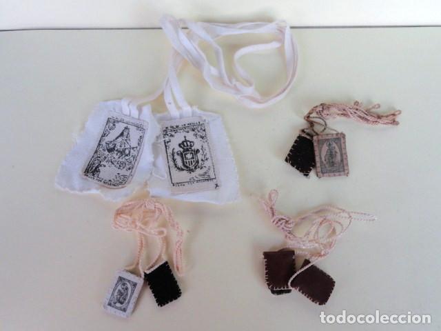 Antig&uuml;edades: LOTE DE 4 ESCAPULARIOS CASEROS VIRGEN DEL CARMEN. - Foto 1