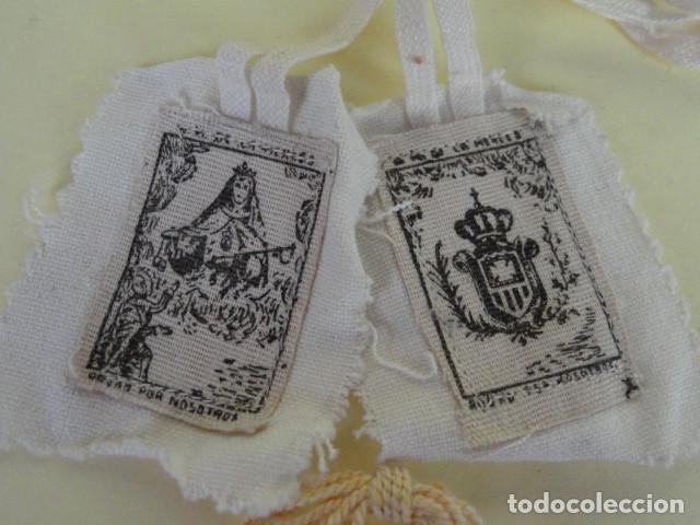 Antig&uuml;edades: LOTE DE 4 ESCAPULARIOS CASEROS VIRGEN DEL CARMEN. - Foto 2