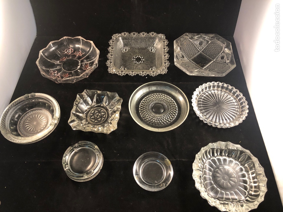 Antig&uuml;edades: Lote de ceniceros cristal - Foto 1