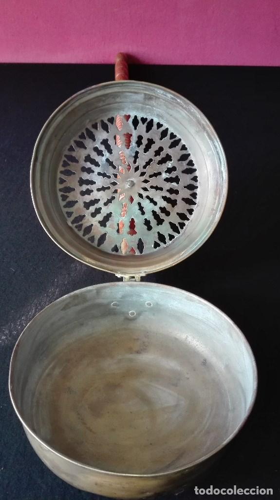 Antig&uuml;edades: ANTIGUO BRASERO CALIENTACAMAS CON MANGO DE MADERA - Foto 6