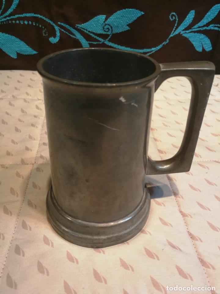 Antig&uuml;edades: JARRA TANKARD DE PEWTER BASE CRISTAL A&Ntilde;O 1931