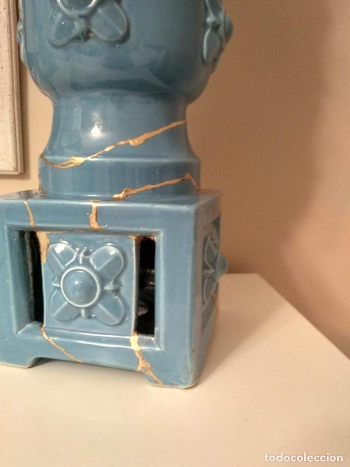 Antig&uuml;edades: Lampara de manises XL, azul turquesa - Foto 4