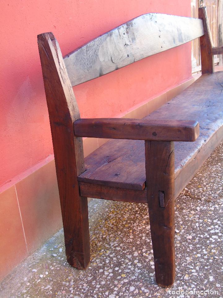 Antig&uuml;edades: ANTIGUO BANCO DE NOGAL. RESTAURADO. - Foto 23