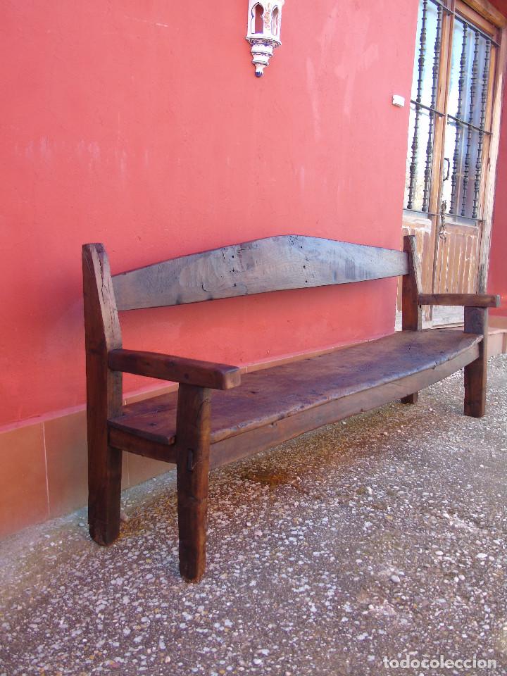 Antig&uuml;edades: ANTIGUO BANCO DE NOGAL. RESTAURADO. - Foto 24