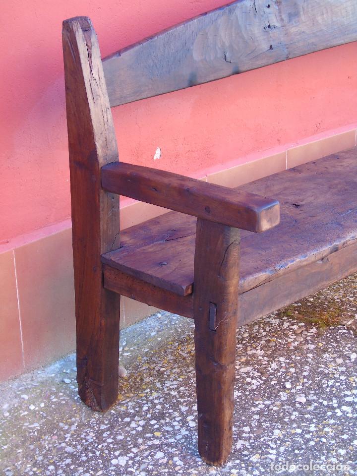 Antig&uuml;edades: ANTIGUO BANCO DE NOGAL. RESTAURADO. - Foto 25