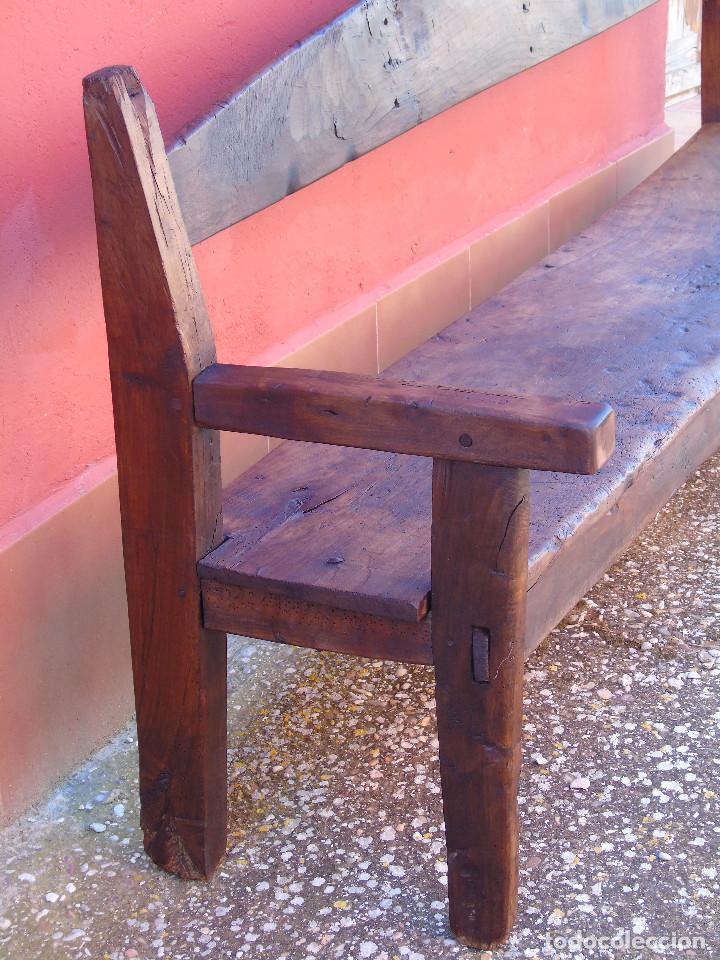 Antig&uuml;edades: ANTIGUO BANCO DE NOGAL. RESTAURADO. - Foto 26