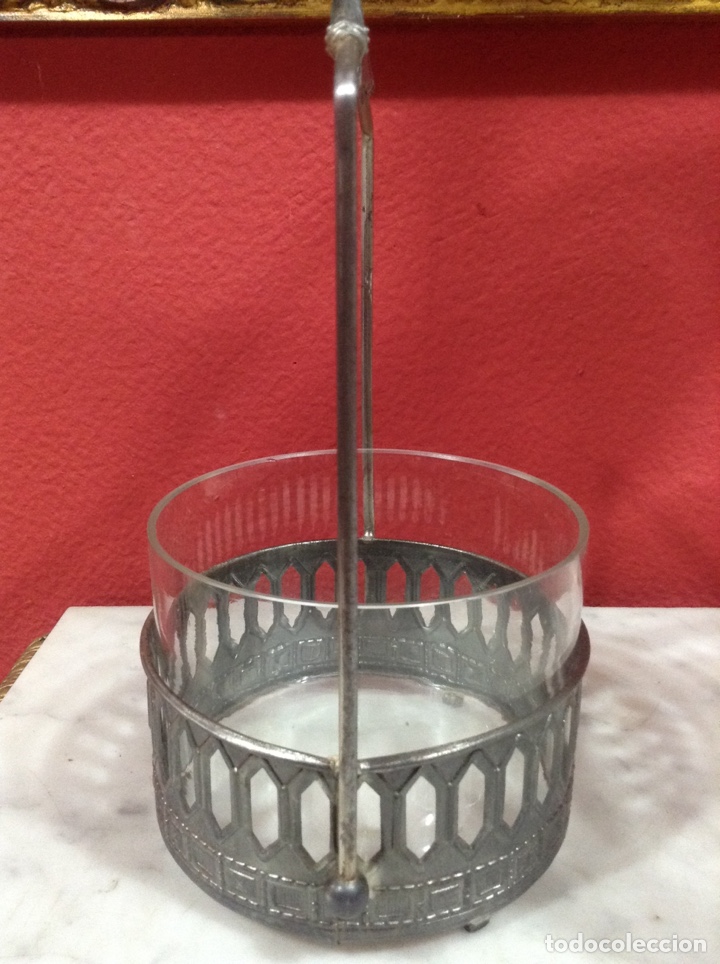 Antig&uuml;edades: Centro de metal y cristal modernista - Foto 4