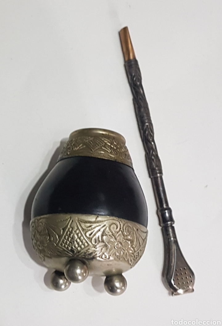 Antig&uuml;edades: Recipiente y boquilla de mate - car181 - Foto 2