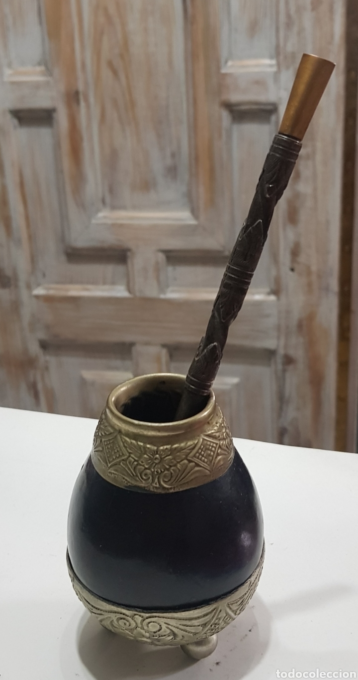 Antig&uuml;edades: Recipiente y boquilla de mate - car181 - Foto 1