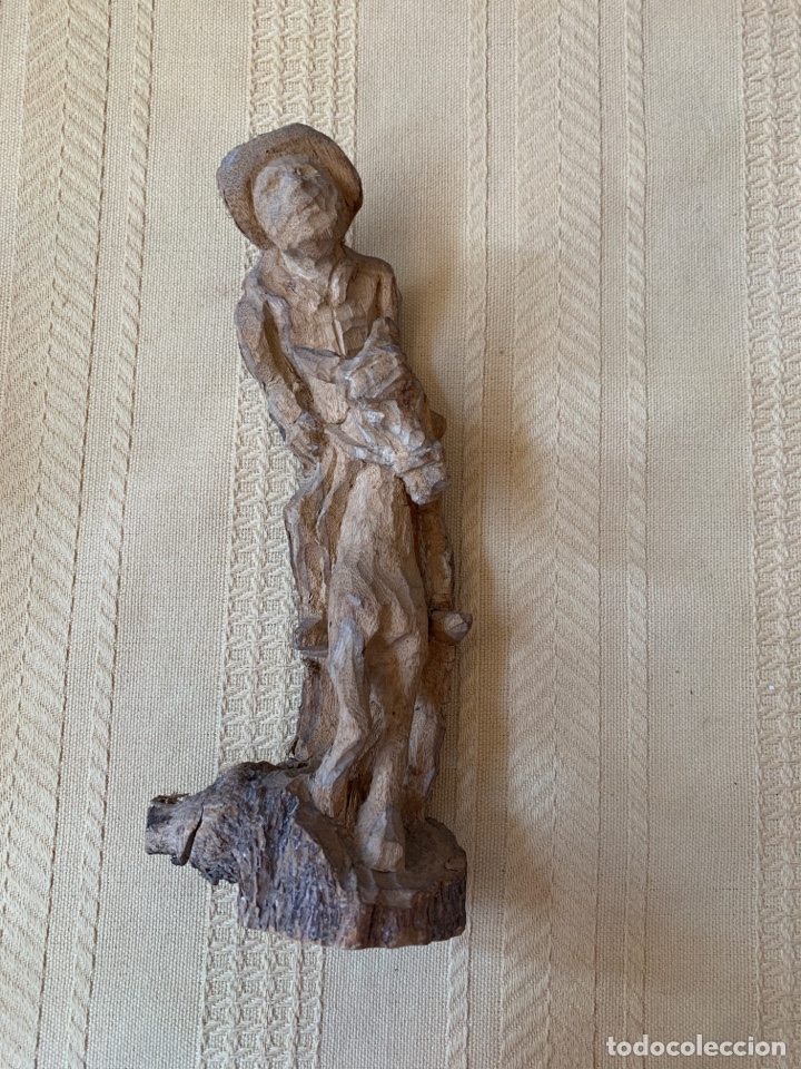 Antig&uuml;edades: Cuatro figuras de madera tallada antigua - Foto 4