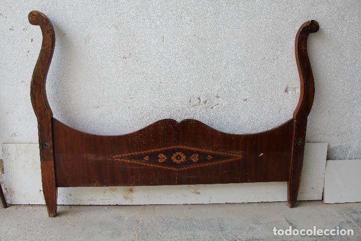 Antig&uuml;edades: cama antigua con marqueteria para restaurar - Foto 4