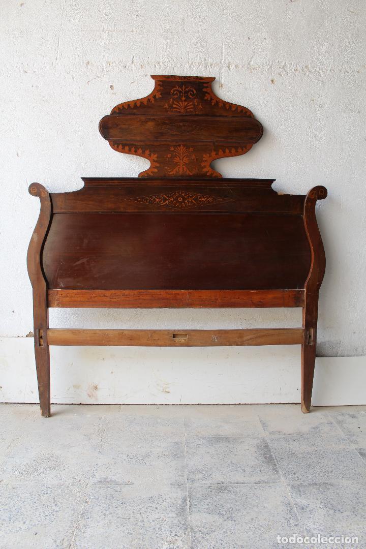 Antig&uuml;edades: cama antigua con marqueteria para restaurar - Foto 7