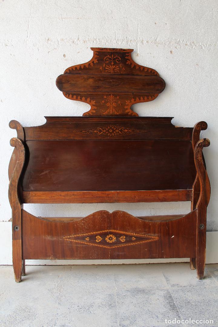 Antig&uuml;edades: cama antigua con marqueteria para restaurar - Foto 10