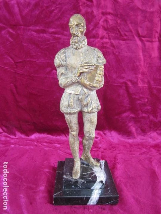 Antig&uuml;edades: ANTIGUA FIGURA BRONCE 4 Kg. MIGUEL DE CERVANTES.