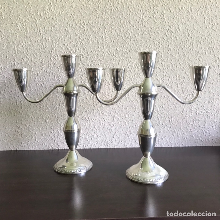Antiquit&auml;ten: Pareja de candelabros plata 925 desmontables