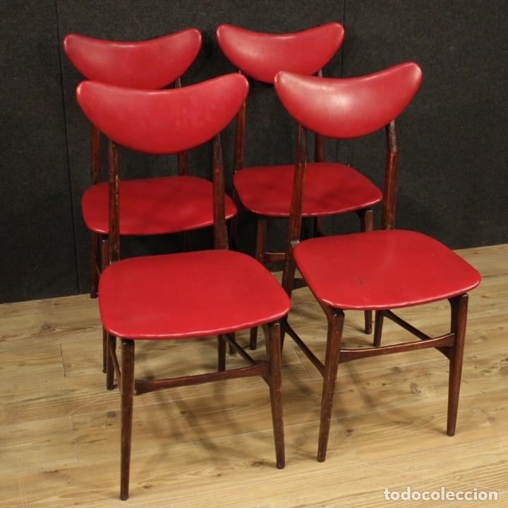Antigüedades: 4 sillas de diseño italiano en piel sintética - Foto 1 - 201282365