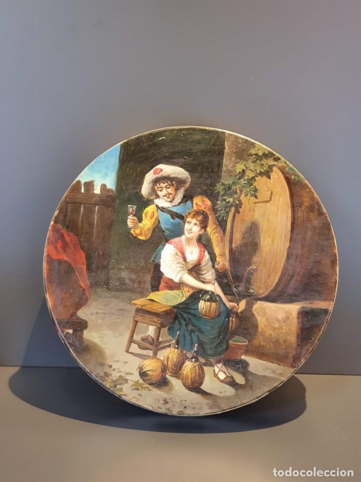 Antig&uuml;edades: Pandereta de biscuit S.XIX - Foto 1