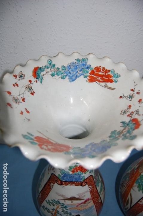 Antig&uuml;edades: PAREJA DE JARRONES EN PORCELANA ORIENTAL - Foto 5