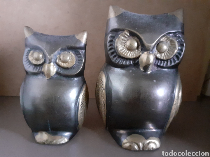 Antig&uuml;edades: Pareja de b&uacute;hos en bronce - Foto 1