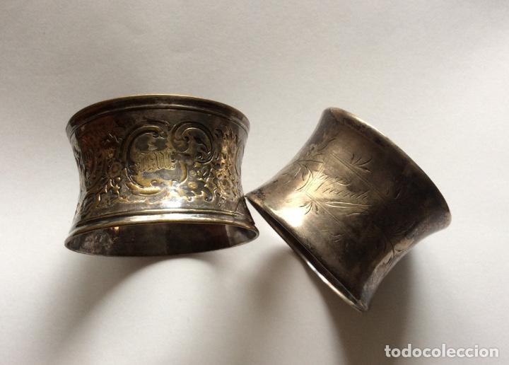 Antig&uuml;edades: Conjunto de servilleteros en plata y metal - Foto 2