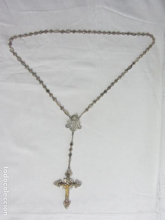 Antig&uuml;edades: Rosario en plata de ley s.XIX - Foto 2