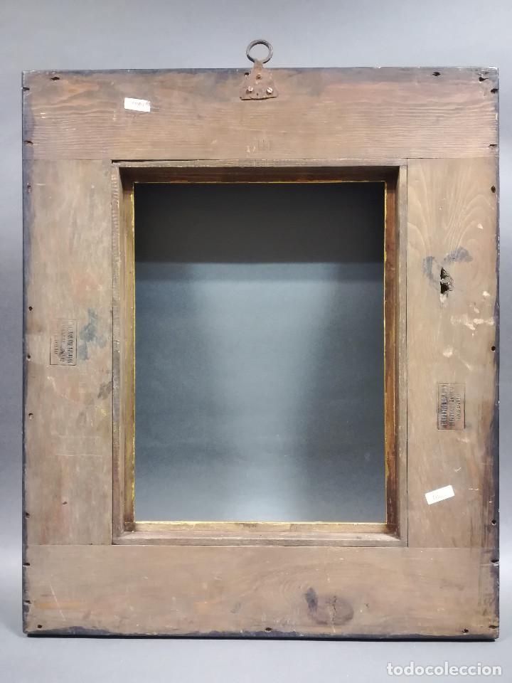 Antig&uuml;edades: MARCO DE MADERA CON PAN DE ORO Y TERCIOPELO GRANATE - Foto 10