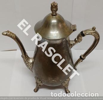 Antig&uuml;edades: ANTIG&Uuml;A  TETERA - CAFETERA  EN METAL  PLATEADO - Foto 7