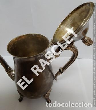 Antig&uuml;edades: ANTIG&Uuml;A  TETERA - CAFETERA  EN METAL  PLATEADO - Foto 10