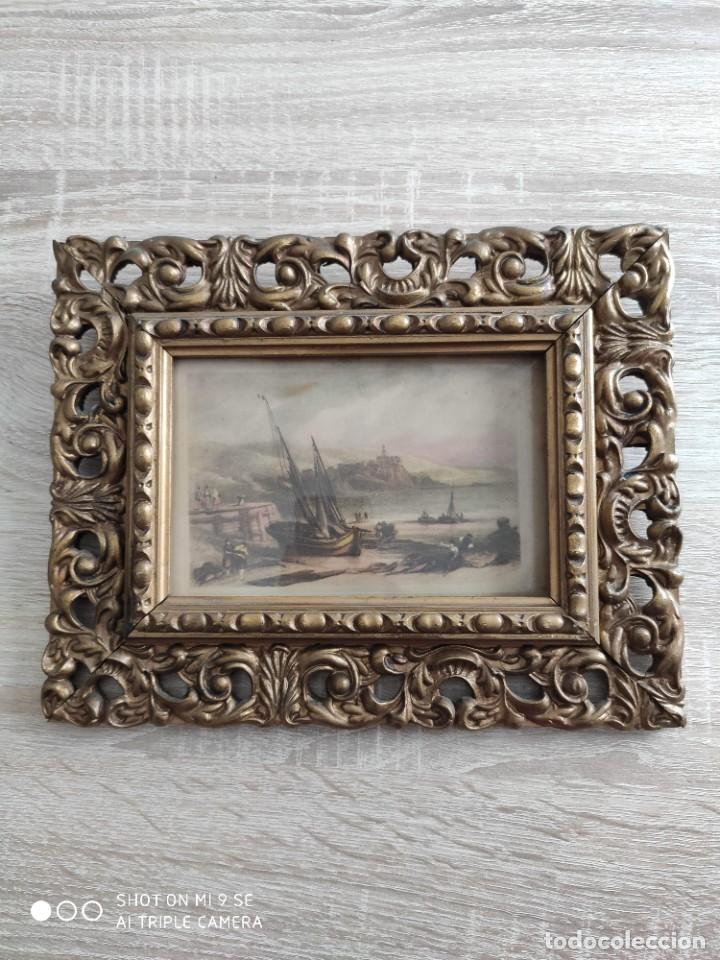 Antig&uuml;edades: Antiguo marco estilo cornucopia de madera dorada - Foto 1