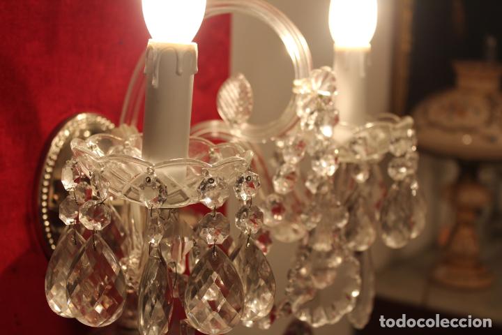 Antig&uuml;edades: APLIQUE DE DOS LUCES DE CRISTAL - Foto 12