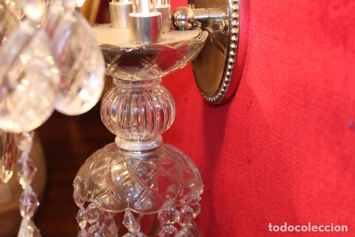 Antig&uuml;edades: APLIQUE DE DOS LUCES DE CRISTAL - Foto 14