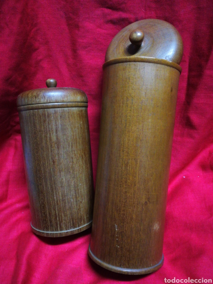 Antiques: FRASCOS BOTES DE MADERA HECHOS EN CUBA, 15 Y 21CM