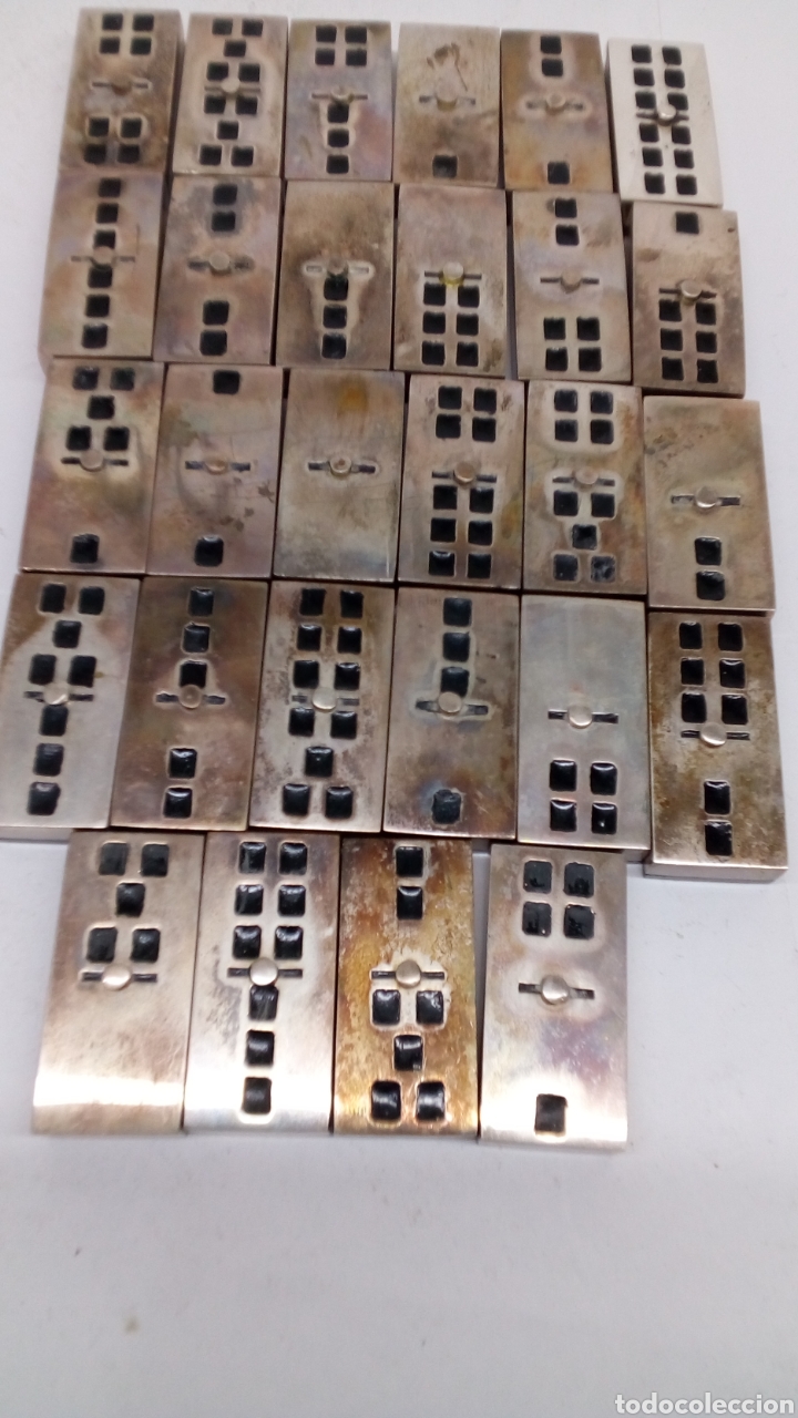Antig&uuml;edades: Fichas de Domino de plata y madera evano - Foto 2