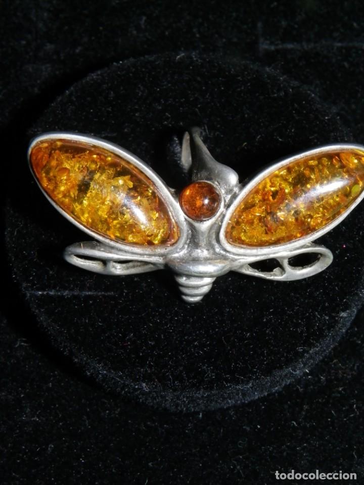 Antig&uuml;edades: Sortija mariposa ambar y plata - Foto 4