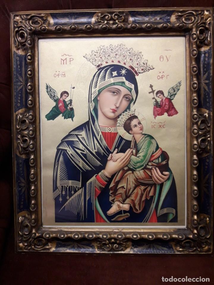 Antig&uuml;edades: Marco con estampa de virgen - Foto 1