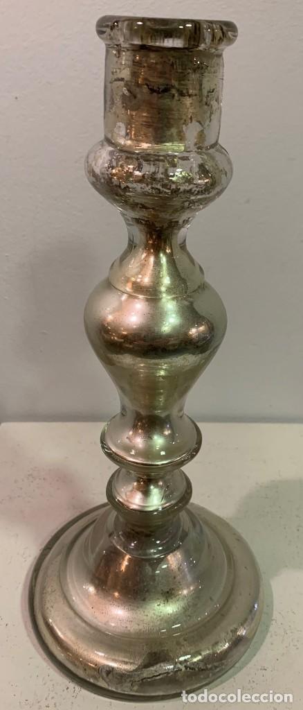 Antig&uuml;edades: Candelero de cristal de La Granja. - Foto 1